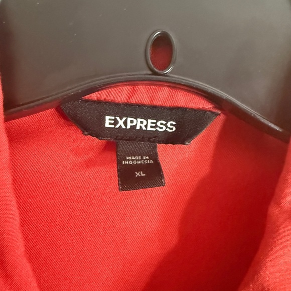 Red Button-Front Shirt - Express - Picture 3 of 5
